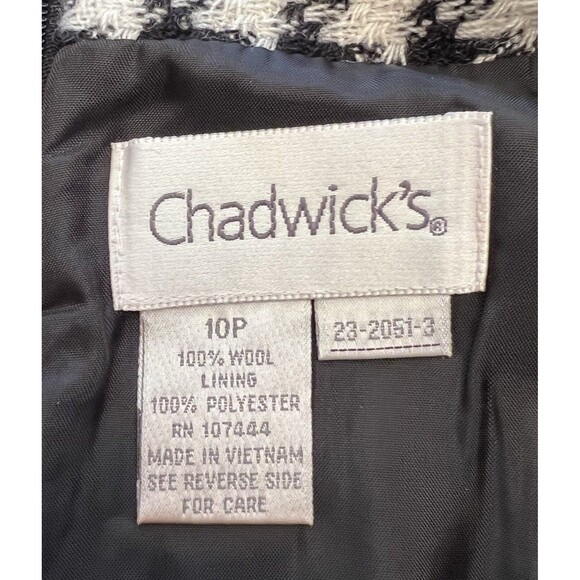 CHADWICKS Black White Houndstooth Pencil Skirt Women 10 Petite Wool Lined Career - Picture 3 of 10